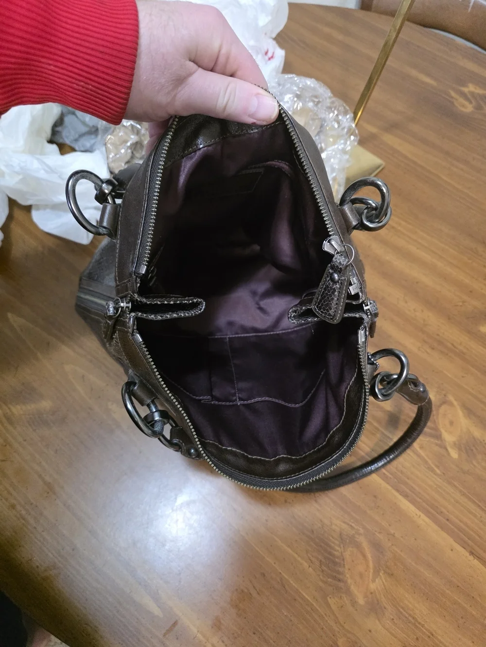 Coach Kristin ,black Python With Gunmetsl Hardware